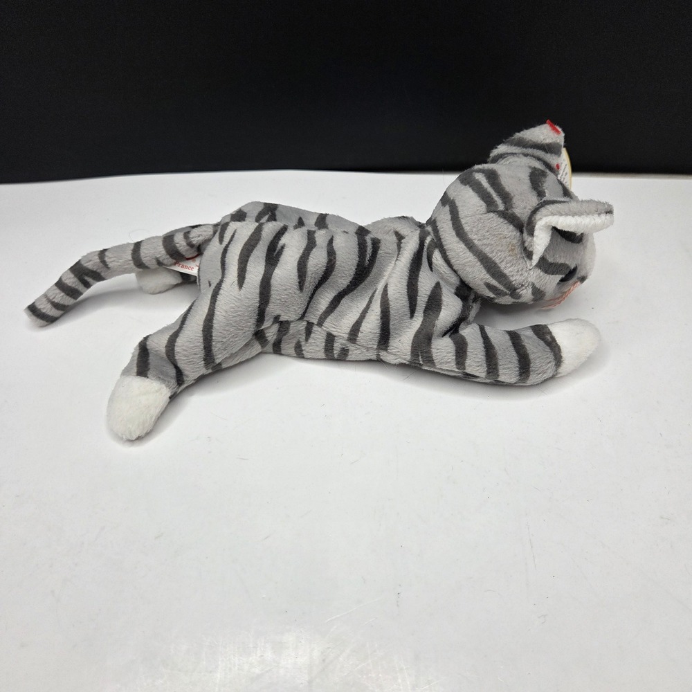 Ty Beanie Baby Prance Cat Plush 1997 Grey Tabby Striped Vintage Toy With Tags
